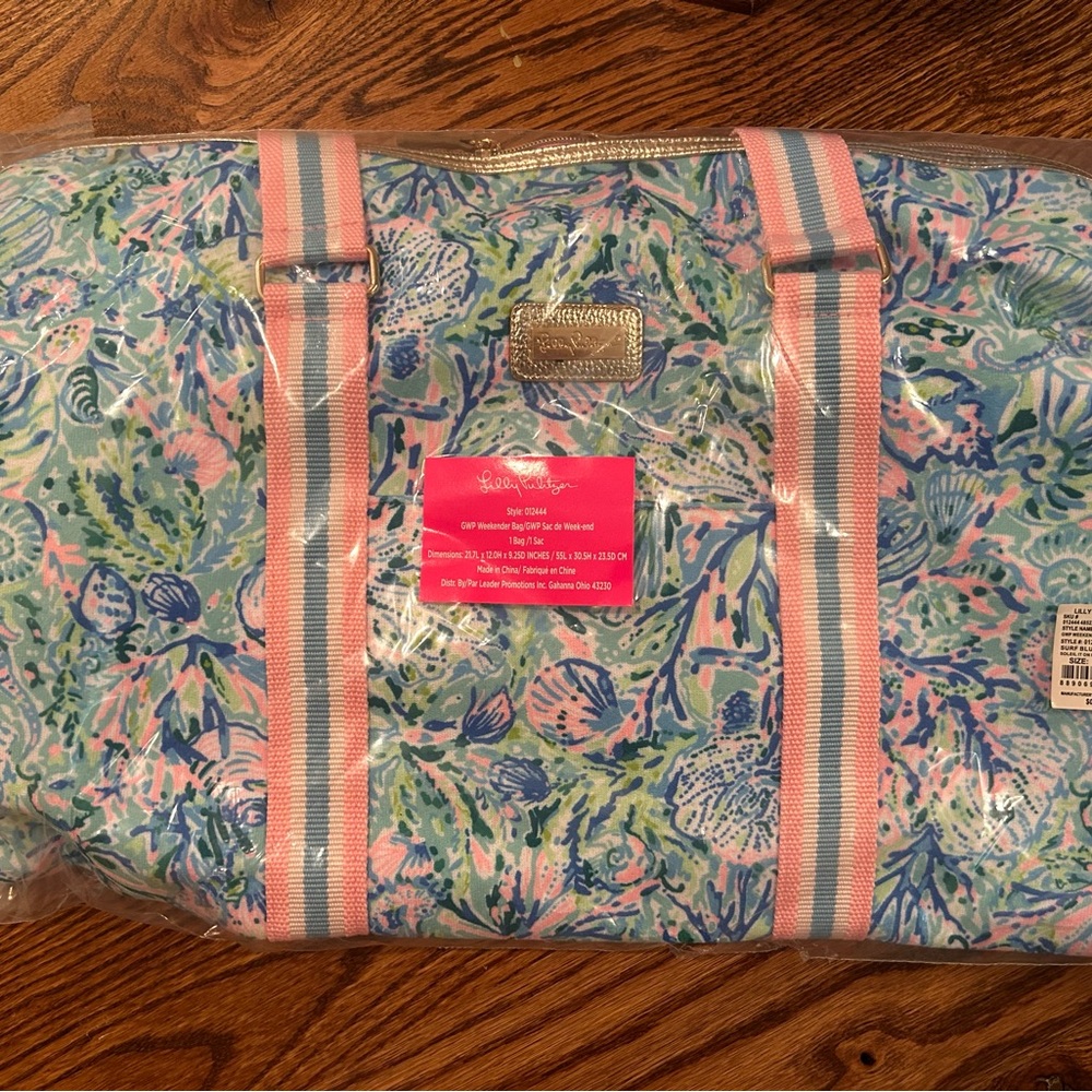 Lilly Pulitzer Vibrant Blue and Pink Weekender Bag